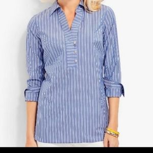 Talbots blue white stripe perfect popover 18W